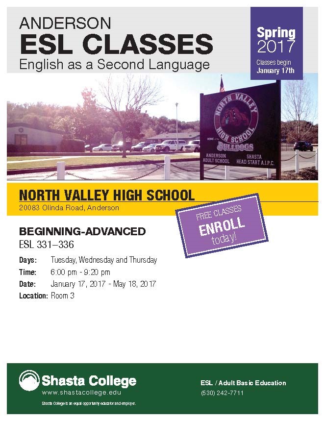 English as a Second Language Course - Now Available in Anderson