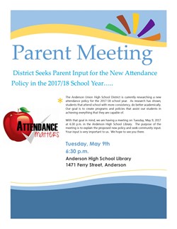 Parent Meeting Regarding New Attendance Policy for 2017/18